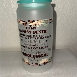 Frosted Glass Bottle with Inspirational Quote Best friends